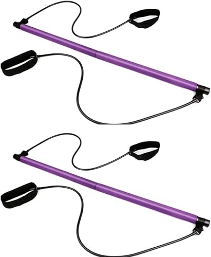 Barra de pilates de banda de resistencia de 2 piezas, barra multifuncional para yoga, pilates, kit de barra de pilates con bandas de resistencia,