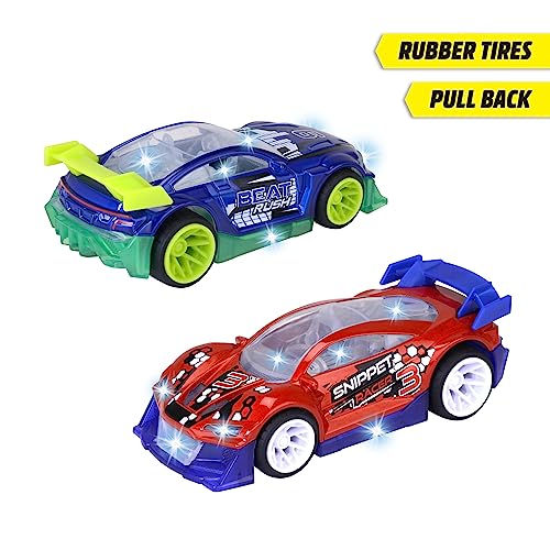 Dickie Toys - Spielzeugauto Midnight Racer (14cm) - Streets N BEATZ Auto mit Metallkarosserie, Rückzugsmotor, Licht & Musik, für Kinder ab 3 Jahre (2 Modelle, zufällige Auswahl)