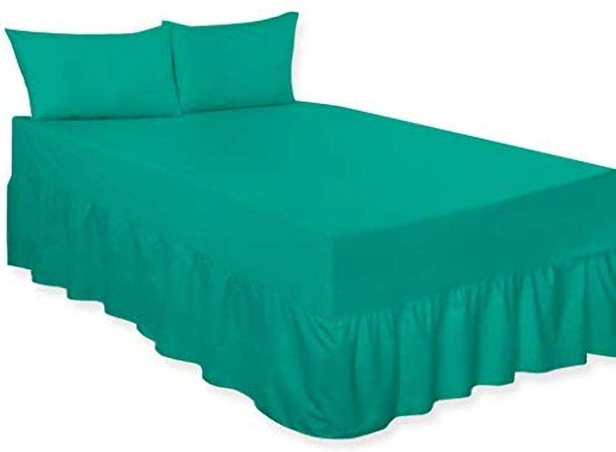 LOOMS & LEAVES PERCALE EXTRA DEEP 100% COTTON BLEND POLY FITTED VALANCE BED SHEETS IN (TEAL, KING)