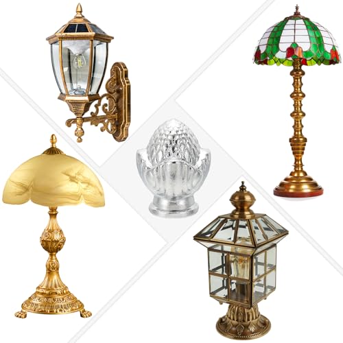 Image of PATIKIL 36 x 26mm Lamp Finials Caps Knob, 2 Set Solid Lamp Shade Top Decoration Screw Cap Nuts with Brass Reducing Adapter for Table Lamps Floor Lamps, Silver Tone