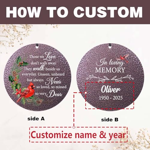 Image of ASTARIN Personalized Cardinal Wind Chime Memorial, Customized Sympathy Wind Chimes for Loss of Loved One, in Memory of Loved Ones Lost, Bereavement Gifts Windchimes Outdoor, Produced in Texas