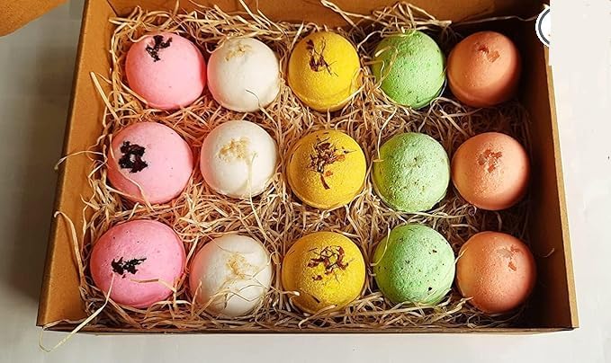 Bath Bomb - spa set for women _ Rose, calendula, Oats, Green tea, Pink salt |Refreshing hot water bath hydrating moisturizing enchanting Fizzy Aromatic Bath Bomb ( 75 g) each - 15 pieces Perfect Hamper for Women Men (Pack of 1)-image-48