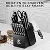 Kitchen Knife Set with Block: 15-Piece German Stainless Steel with Dual Sharpener for Beginners - Covers 95% Kitchen Tasks - Black Full-Tang Ergonomic Handle, Dishwasher Safe, Easy to Use