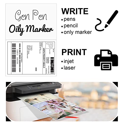 Image of 1000 Rounded Corner Half Sheet Labels, Self Adhesive Shipping Label for Laser and Ink Jet Printers, White Blank, 2 Labels Per Sheet (500 Sheet)