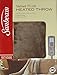 Sunbeam Velvet Soft Plush Heated Throw Blanket Various Colors Size: 50 x 60 3 Heat Setting Remote Control Auto Off (Cocoa (Beige/Tan/Brown))