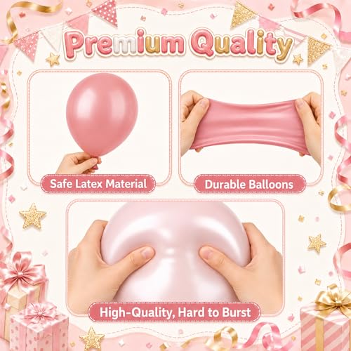 Image of Blush Pink Gold Balloons, 50Pcs 12 Inch Double Layer Confetti Latex | Pearl White Pink Gold Balloons for Birthday Wedding Anniversary Bridal Baby Shower Party Decor