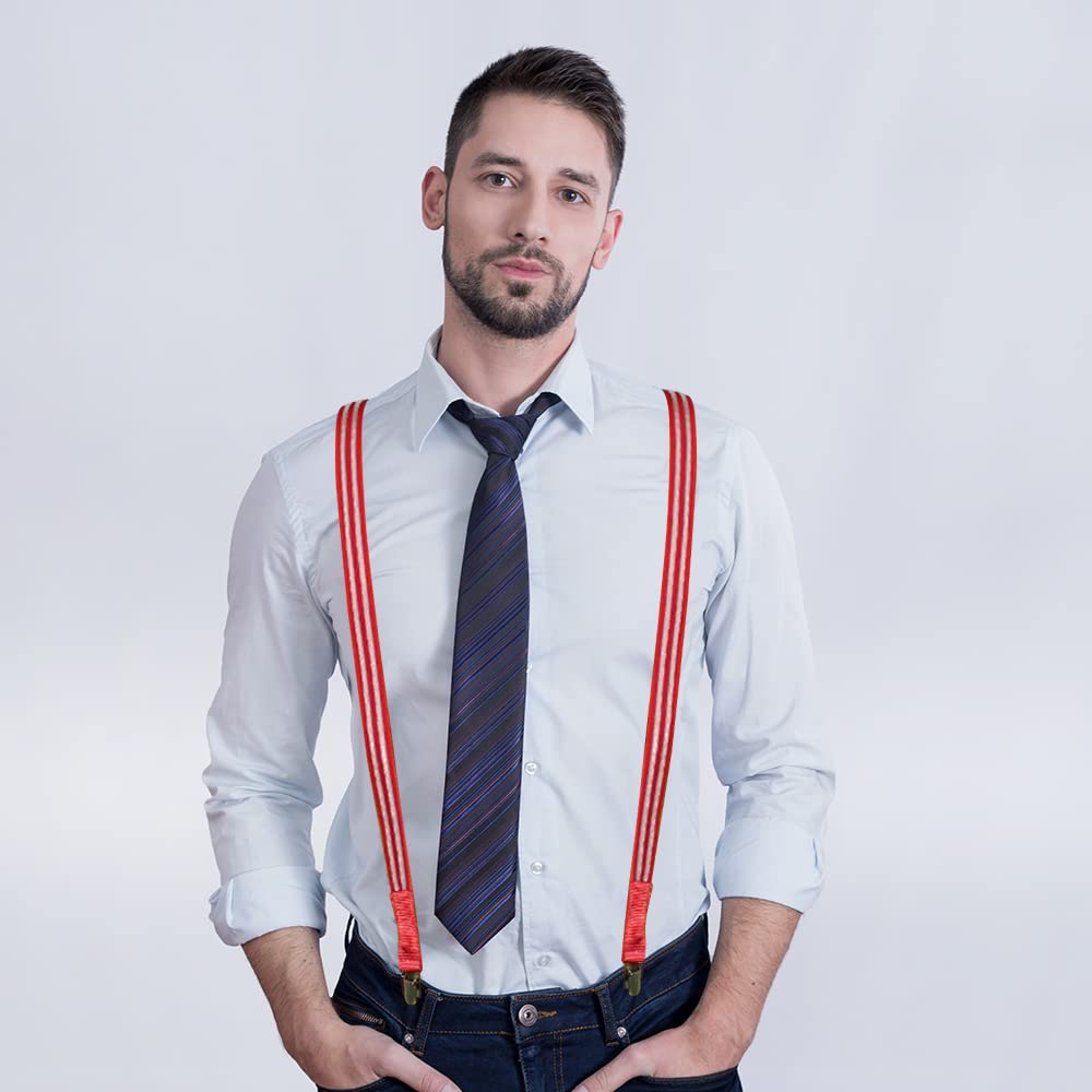 YUANZ Light Up Suspenders LED Tirantes, Pajarita y Tirantes Set para Hombres Disfraz de Fiesta de Navidad (Verde)