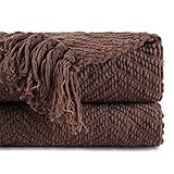 BATTILO HOME Dark Brown Throw Blanket for Couch, Knitted Brown Throw 50'' x 60'', Super Soft Cozy Warm Chocolate Throw for Living Room Chair Couch Bed Sofa Bedroom Home Decor