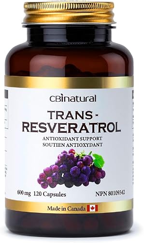 Trans-Resveratrol 600 mg, antioxidante de alta potencia, apoya la salud celular y el envejecimiento saludable, 120 cápsulas veganas, suministro para