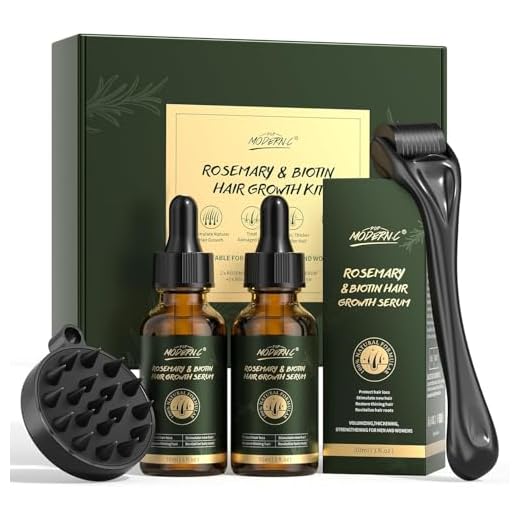 Kit Para el Crecimiento Del Cabello Con Romero Y Biotina, Aceite de Romero Para el Crecimiento Del Cabello Con Rodillo Derma Y Masajeador Para el Cuero Cabelludo, Paquete de 2 de 30ml