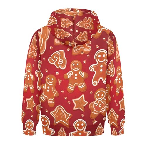 Kids Hoodies Sweaters Christmas Gingerbread Hooded Sweatshirts with Big Pockets for Boys Girls B04000102