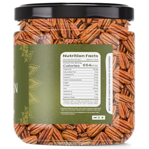 Image of LILA DRY FRUITS Pecan Nuts 500 Grams | American Raw Nut Naturally Delicious Healthy Snack for Cooking and Baking | Rich in Protein and Fibre | Premium Exotic Dry Fruit Perfect for Giftings