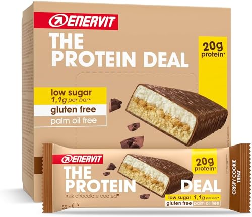 Enervit The Protein Deal Crispy Cookie Treat, Barritas Proteicas, 20g de Proteína, Sabor Galleta y...