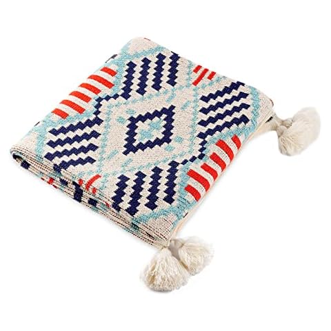 LumiSyne Vintage Tassel Knitted Throw Blanket Cover