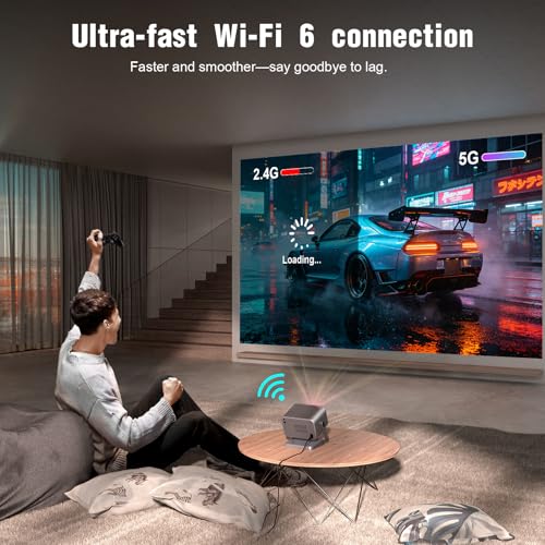 Image of [4300 ANSI & Officially-Licensed APP] 4K Projector with WiFi and Bluetooth, Auto Focus Keystone Smart Projector, Outdoor Projector with Adjustable Stand for Home Bedroom