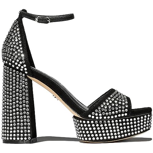 Sam Edelman Nellie Black Glitz Block Heel Ankle Strap Open Toe Heeled Sandals2