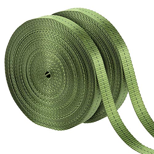 Biubee 2 Rolls 108 Feet Long 1 Inch Wide Green Tree Tie Strap- Green Staking and Guying Material Garden Tie Plant Tie for Outdoor Use, 1763 Lbs Strength (Total 216 Feet)