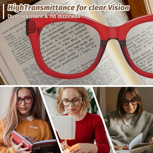 Image of JiSoo Oversized Reading Glasses for Women Men, Stylish Designer Readers Women with Large Frame