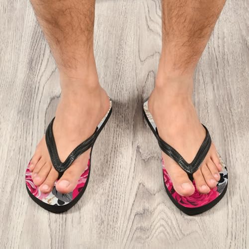 Red Rose Leopard Beach Summer Casual Flip Flop Sandals Non-Slip Quick Dry for Women Men 214B25544