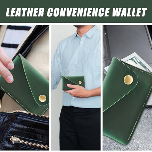 Sleek & Compact! Retro Leather Card Holders - 10.5cm x 7cm Slim Wallets for Men & Women, Ideal for Business & Daily Use (green)4
