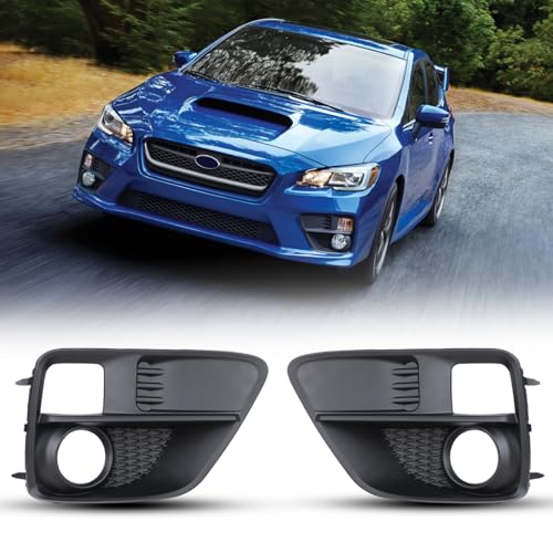 Winjet Fog Light Bezels For 2015 2016 2017 Subaru WRX/STI, Black PC Material Fog Light Cover Replacement, A Pair Fog Light Bezel Cover Driver & Passenger Side Fog Lamp Bezels