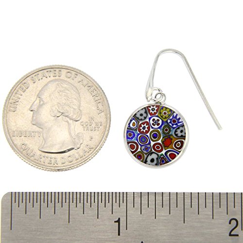 Glass Of Venice Italian Murano Glass Earrings Dangle Round Multicolor Millefiori Flower In Sterling Silver - Murano Glass Earrings For Women2