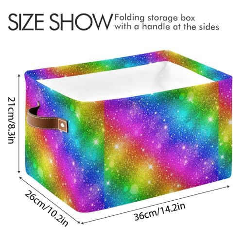 Panier de rangement pliable arc-en-ciel dégradé avec poignées - 5