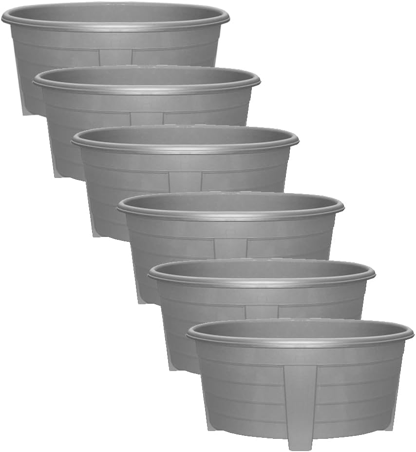 KYY'Z - 6x Large Oval Plant Dark Grey Pot 55cm - Lightweight Durable Plastic Planter with Drainage Holes - Indoor & Outdoor Use - Decorative Window Herb Flower Pots - Ideal for Home Balcony Garden