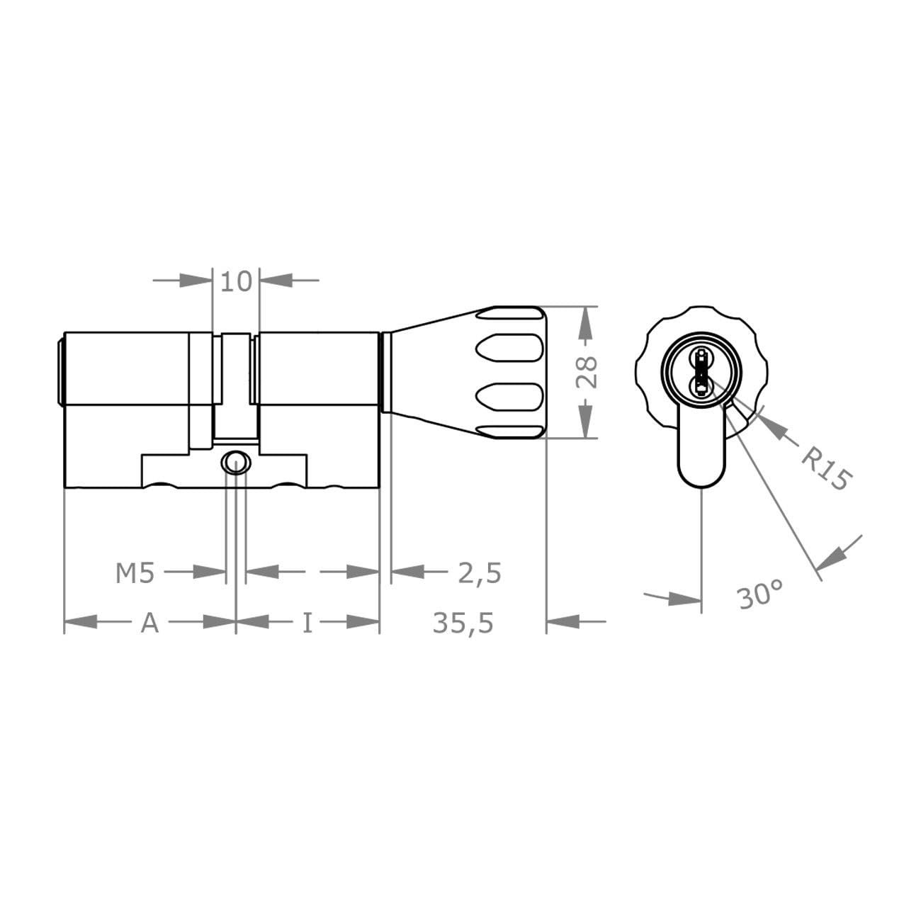 EVVA 4KS Knaufzylinder 31/31K | Hochsicherheits-Zylinder Schließzylinder mit Bohrschutz Ziehschutz Picking-Schutz | Patentschutz | 5 Schlüssel und Sicherungskarte (K=Knauf/Innenseite) | Nickel matt