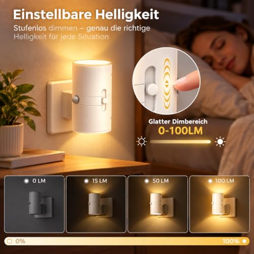 LOHAS-LED Bewegungsmelder-Nachtlicht,Nachtlicht Steckdose,Warmweiß 3000K – Ansicht 3