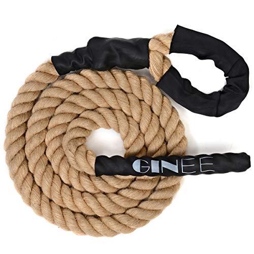 GINEE Climbing Rope Fitness 10Ft,Gym Training Ropes High Strength,Diam1.5 Inch(38mm) Jute Rope for Climbing Exercise,Professional Workout,Muscle Exercise,Coaching,Student Sports.