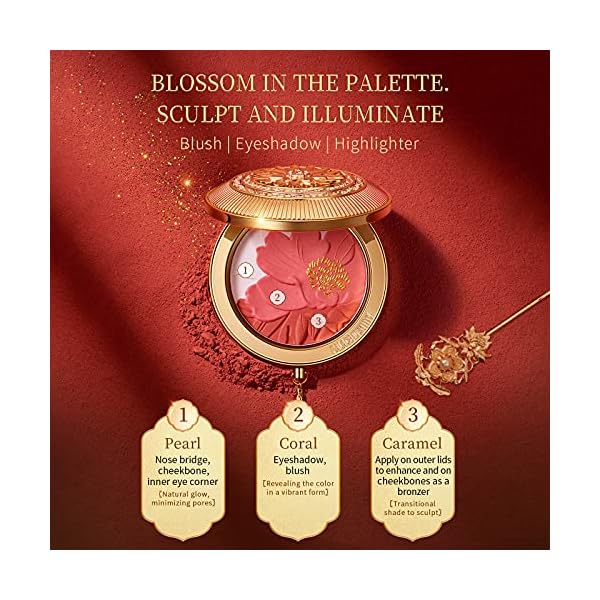 ZEESEA [Palace Identity] Caramel Peony Blush Powder Makeup Palette,Versatile Palette - Eyeshadow&Highlighter Matte Cheek…