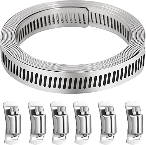 Lechansen Schlauch 304 Edelstahl Schnecken Klemme Set, 2,5m 6 Stücke Einstellbar DIY Rohrschlauch Schlauchschellen für Pool, Garten, Haus Gas Rohr, Wasserrohr, Teich, KFZ, Waschmaschine geeignet Cover