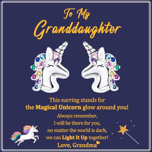 Unicorn Earrings for Girls, CZ Stud Unicorn Earrings Ideals Unicorn Gifts for 8 9 10 12 Years Old Girls Trendy Stainless Steel Earrings3