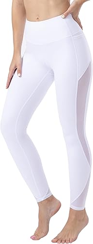 ONGASOFT Pantalones de yoga de cintura alta para mujer, leggings de malla para correr, entrenamiento, bolsillos laterales, a prueba de sentadillas,
