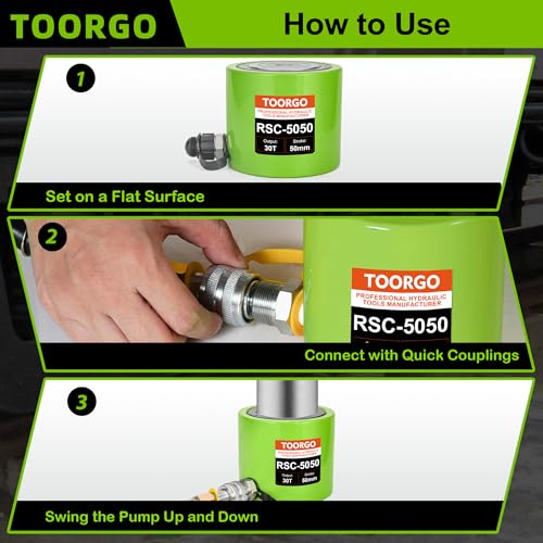 Image of 50 Ton Hydraulic Cylinder Jack,2 inch Stroke Hydraulic Ram Jack, Porta Power Automatic Retracting Jack, Green