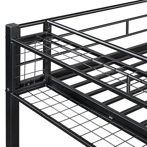 Image of Bellemave Twin Size loft Bed with Storage Stairs and Upper Grid Storage Shelf, Metal Twin Loft Bed Frame for Adults, Kids, Teens, Black