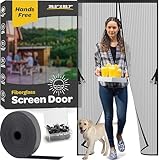 Hands-Free Magnetic Screen Door, Heavy Duty Fiberglass Self Sealing Screen Door Mesh Protector, Pet & Kid-Friendly, Stay-Open Buckle Keeps Bugs Out While Nature in, Fits Door Size (39.4' x 82.7')