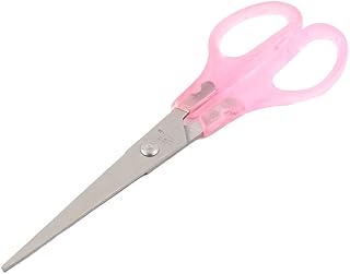 Aexit Office Plastic Hand Tools Handle Metal Sewing Paper Scissor Shear Scissors & Shears Clear Pink