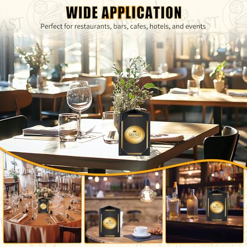 table tent triangle menu holders 434 x 634 12 pack 3-side leatherette picture frames menu cover with angled corners for restaurant bar cafe wedding durable and foldable design