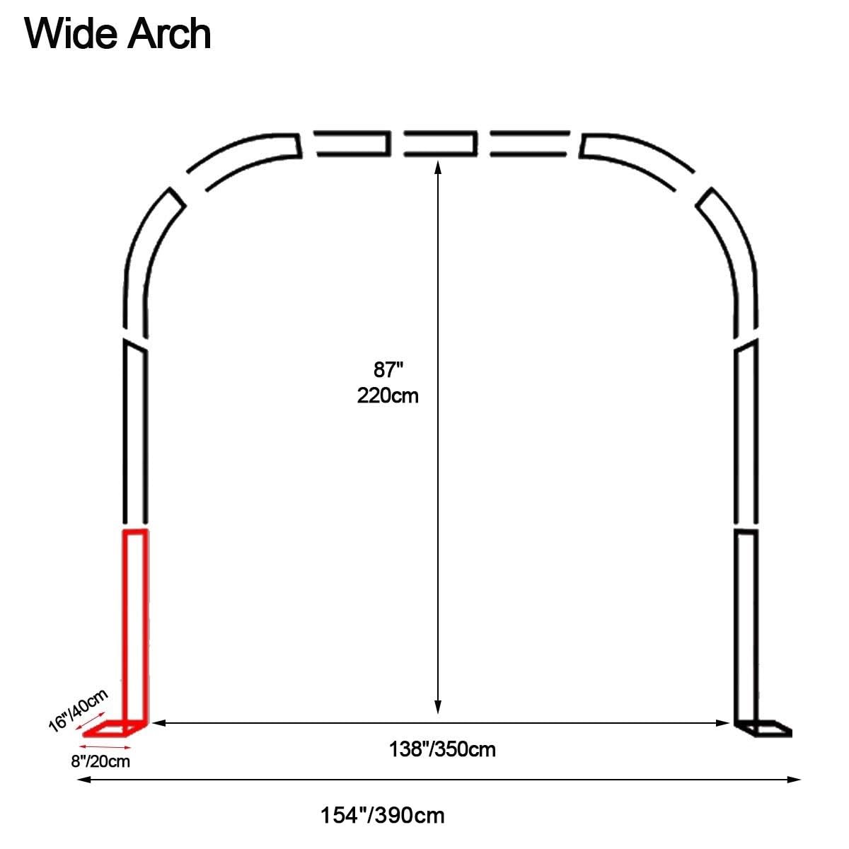 Wytrzymały metalowy łuk ogrodowy, pergola, krata, 350 x 220 cm, do roślin pnących, regulowana, 80-400 cm, idealna altana ślubna i dekoracja na ceremonię na świeżym powietrzu
