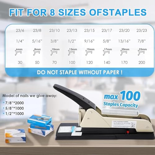 Agrafeuse robuste, design à longue portée, capacité de 210 feuilles, profondeur d'agrafage réglable de 25 cm, guide de papier flexible pour brochures, brochures et albums
