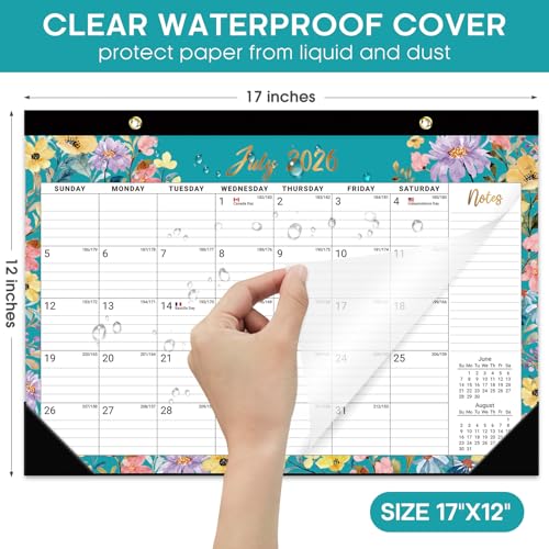 Image of 3 Pack of Desk Calendar 2026-2027, 18-Month Calendar Runs from July 2026 to December 2027, Large 17 inch x 12 inch Monthly Desktop & Wall Calendar for Home & Office - Floral