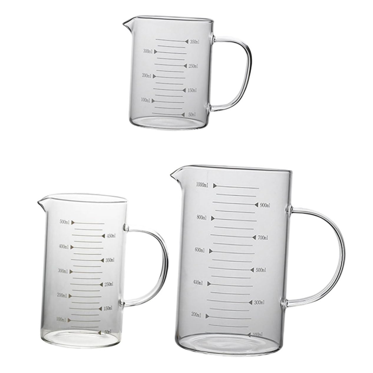 LIFKOME 3pièces Verre Mesureur Cuisine Gradué Tasse à Mesurer Pour Lait Lot De Tasses Doseuses Pour Maison Et Cuisine