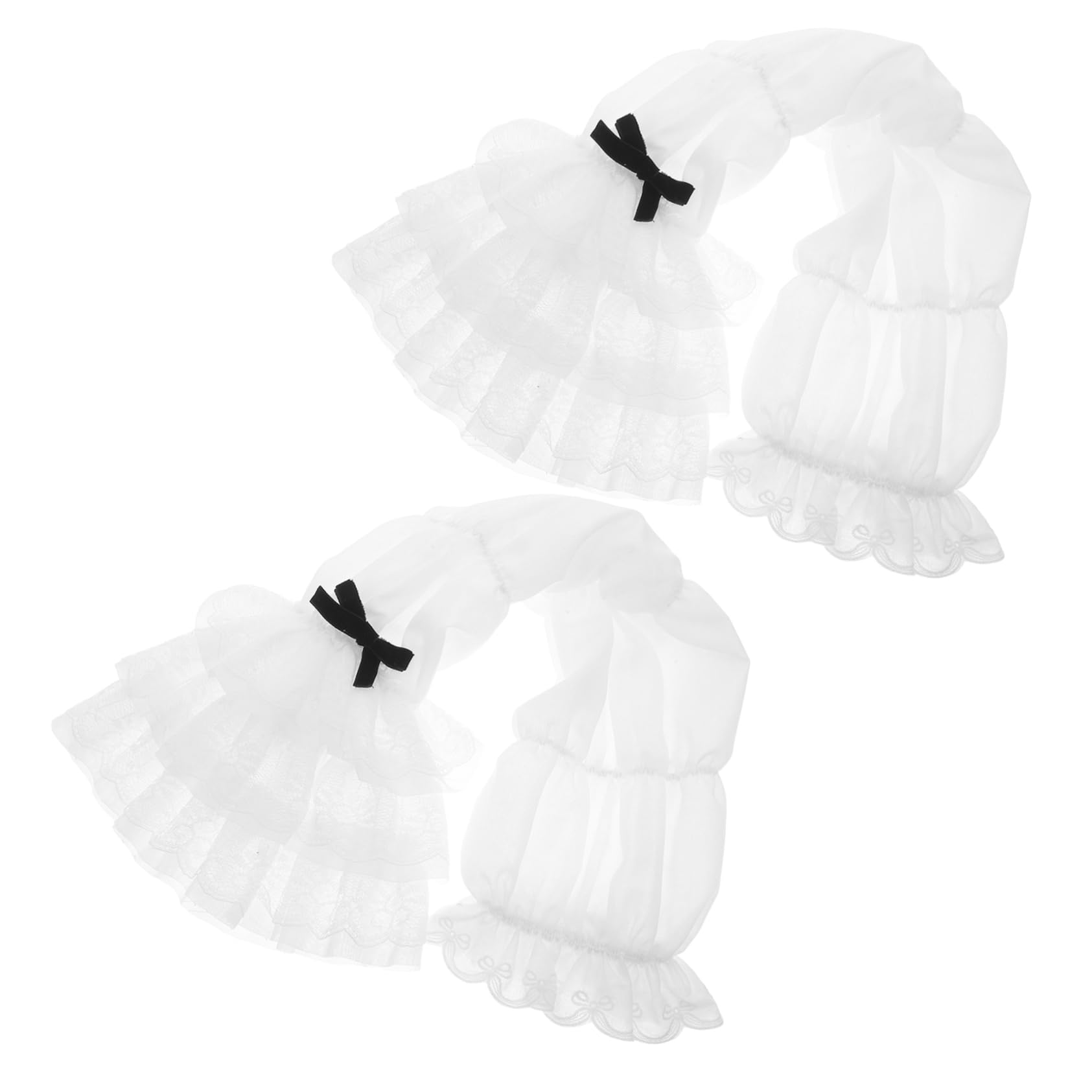 minkissy Lace Sleeves for Women Lolita Lace Arm Sleeves Ruffled Gloves Wedding Uv Shield Comfortable Breathable