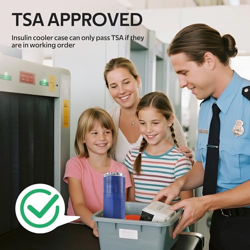 Image of Insulin Cooler Travel Case for 4 Pens,Medication Cooler for Travel with Temp Display&Ice Packs,Diabetic Insulin Case with Portable Cup Sleeves,Supports Mobile Power Cooling,TSA Approved(Blue)