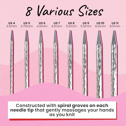 Image of skacel by addi addiClick Interchangeable Knitting Needles Set, Circular Needle Kit with Ewenicorn Rocket Plated Brass Tips and Nylon Cords