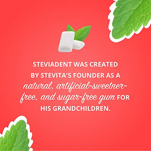 Stevita Stevia Dent Sugar-Free Gum - Natural Wintergreen Flavor (12 Pack) - 12 pieces - Supports Oral Health - Non GMO, Vegan, Keto, Gluten Free - 144 Servings