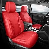 FEINEPRO Red Car Seat Covers Full Set - Breathable Faux Leather Universal 5 Seat Covers for Cars, Automotive Protector Fit for Most Sedan SUV Pick-up Truck