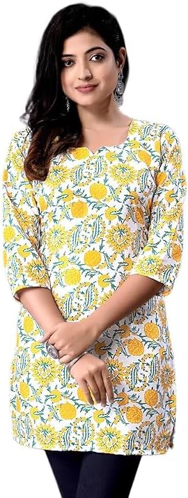 Women Rayon Stylish Short Kurti with 3/4 Sleeves & Beautiful Ideal for Casual Office Wear & Everyday Comfort